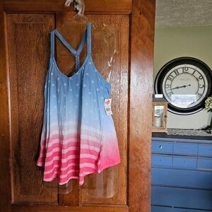 FREEZE JUNIOR XS American Flag Muscle Summer Sleeveless Shirt Red white blue NWT